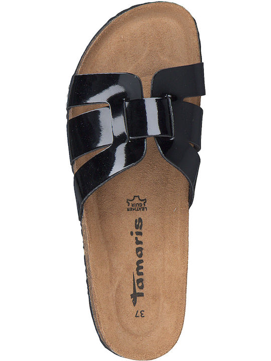 Leather Women's Flat Sandals in Black Color