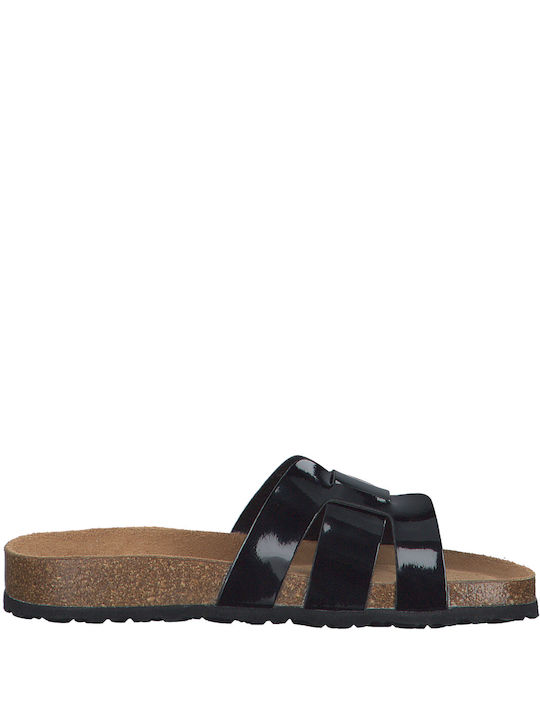 Tamaris Leather Women's Flat Sandals in Black Color