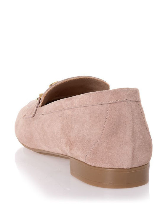 Δερμάτινα Γυναικεία Loafers σε Ροζ Χρώμα