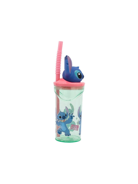 Stor Stitch Flowers Pahar pentru apa din Plastic cu pai 360ml