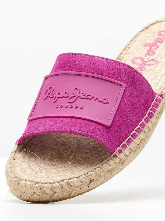 Siva Leder Flache Sandalen für Damen in Fuchsie Farbe