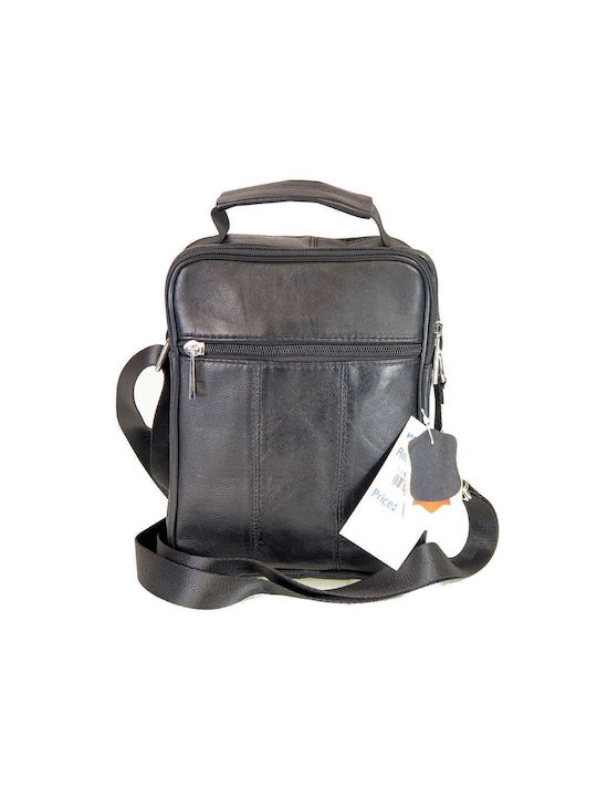 Mojo Δερμάτινη Ανδρική Τσάντα Ώμου / Χιαστί σε Μαύρο χρώμα