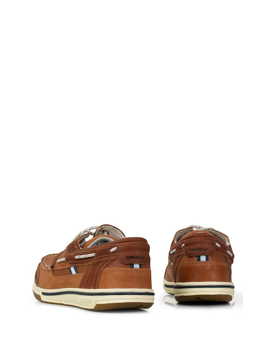 Triton Three Eyelets Men's Leather Boat Shoes Brown