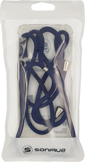 Sonique Armor Umschlag Rückseite Silikon mit Band Transparent / Dark Blue (Ehre 50)
