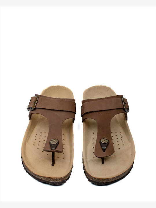 Brionia Leather Women's Flat Sandals in Brown Color