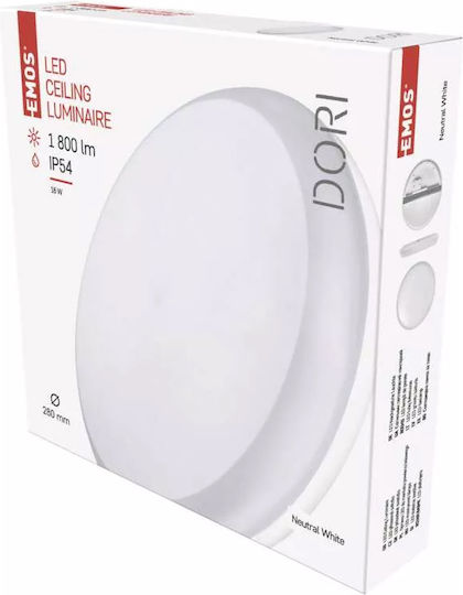 Emos Rotund În aer liber Panou LED Putere 18W cu Alb Natural Lumini 28x28cm.