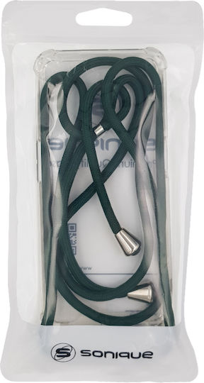 Sonique Armor Задна корица Силикон с Каишка Transparent / Dark Green (Galaxy S10+)