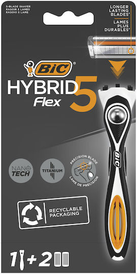 BIC Hybrid Flex5 Razor cu Capete de schimb 5 lame și bandă lubrifiantă 2buc