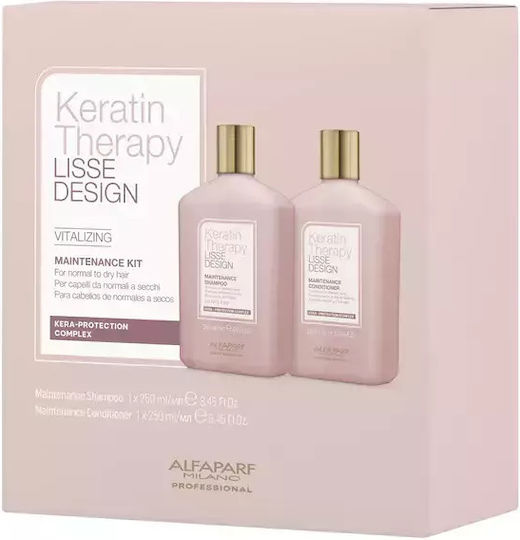 Alfaparf Milano Keratin Therapy Lisse Design Hair Treatment Set with Keratin for Colored Hair with Shampoo and Conditioner 2pcs