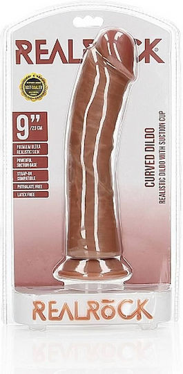 Shots RealRock Curved Dildo mit Saugnapf Braun 25cm