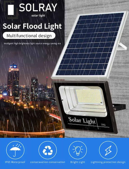 KAL Electronics Waterproof Solar LED Floodlight 25W Cold White 6200K with Remote Control IP65