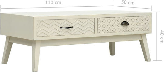 Rectangular Central Wooden Coffee Table with Drawers Gray M110xP50xH40cm