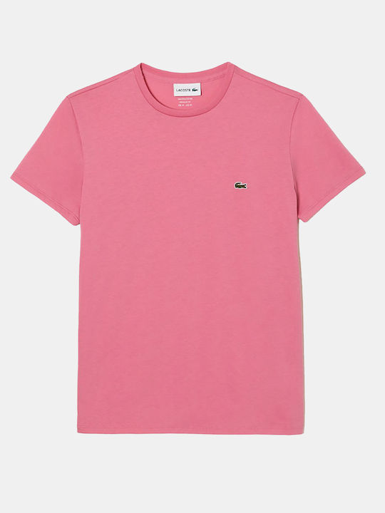Lacoste Ανδρικό T-shirt Deep Pink Μονόχρωμο