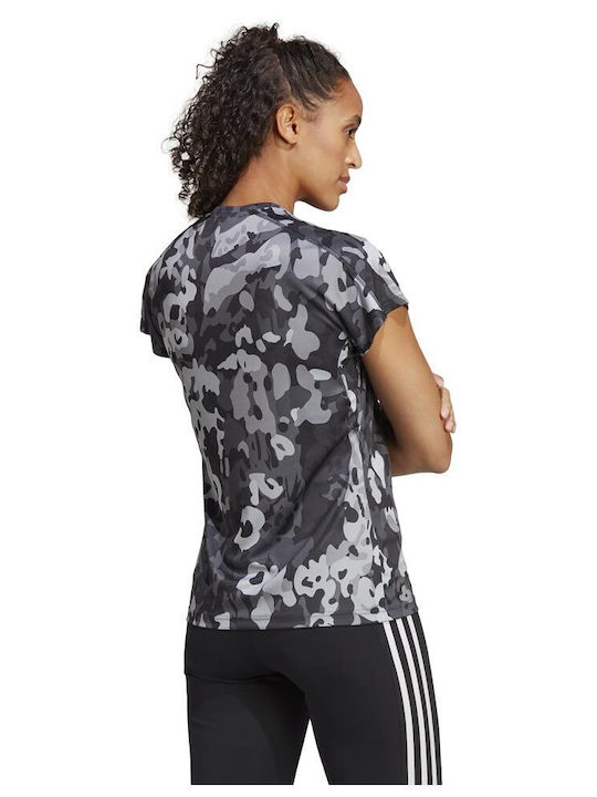 Adidas Essentials Minimal Branding Women's Athletic T-shirt Fast Drying with V Neck Gray