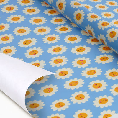 Legami Milano Daisy Einwickelpapier für Geschenke Weiß 200x70cm.