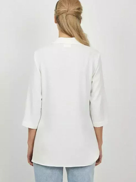 Desiree Summer Tunic with 3/4 Sleeve White