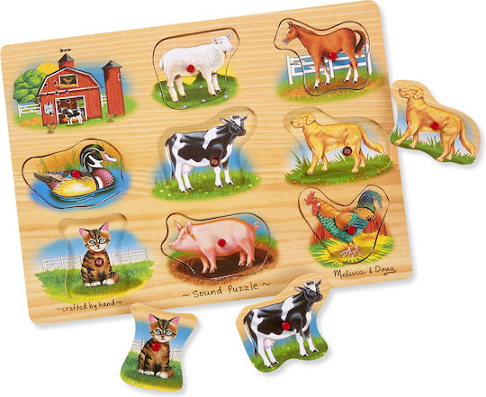 Дървено Детски Пъзел с Шипове Ферма за Над 2 години+ Години 9бр Melissa & Doug