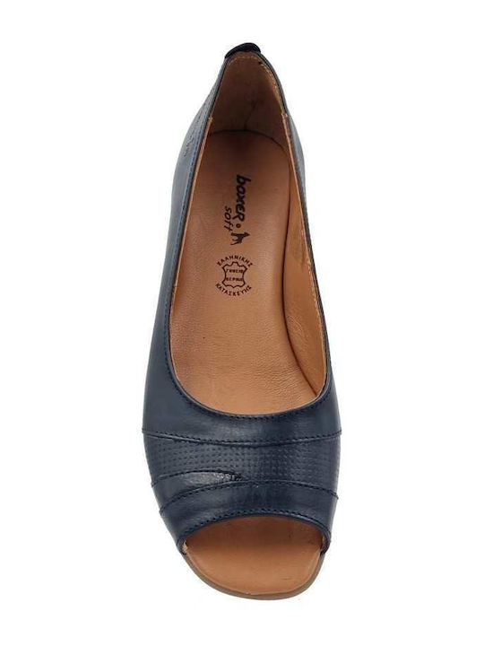 Leder Peeptoe Pumps Marineblau