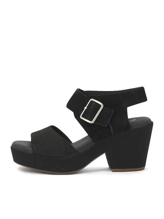 Clarks KimmeiHi Strap Leather Sandals Black