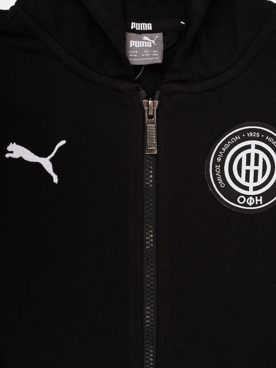 Athletic Kids Sweatshirt Cardigan Cotton with Hood Black x OFI Crete F.C Teamgoal 23