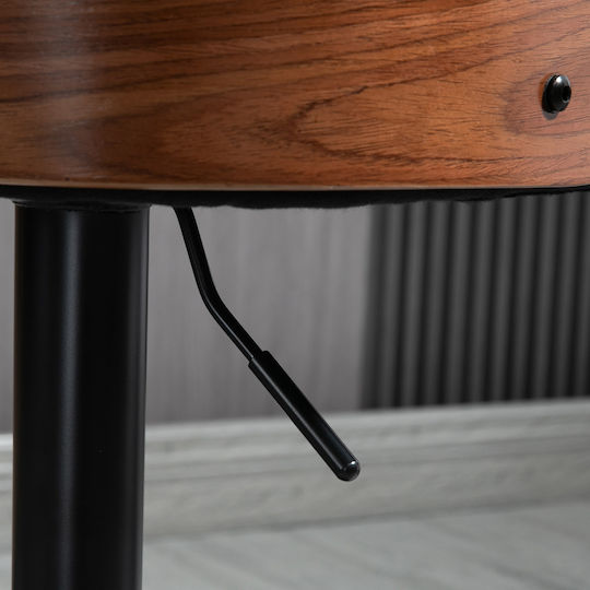 Hocker Bar mit Rückenlehne & Höhenverstellbar Black / Walnut 2Stück 47.5x50x93.5cm
