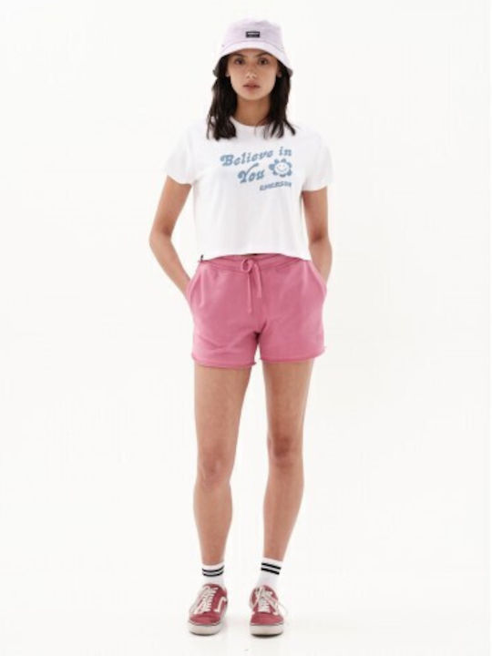 Women's Athletic Crop T-shirt Floral White