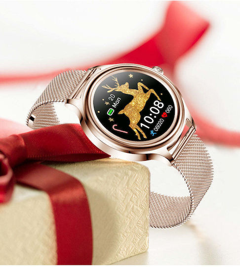 Kumi K3 Stainless Steel 39mm Smartwatch με Παλμογράφο (Χρυσό)