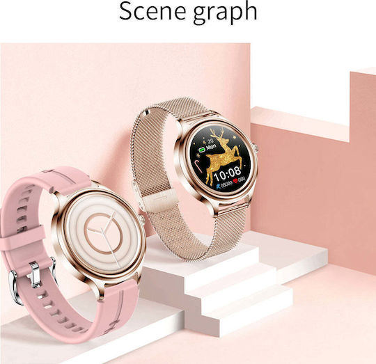 Kumi K3 Stainless Steel 39mm Smartwatch με Παλμογράφο (Χρυσό)