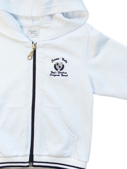 Sweet Baby Boys Hooded Sweatshirt with Zipper White