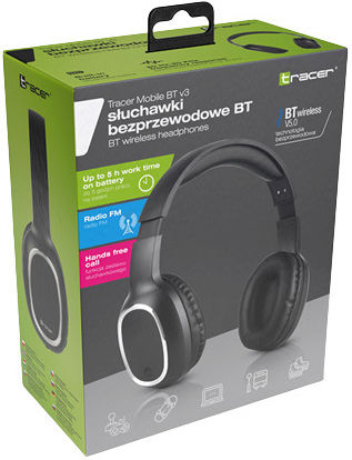 Tracer V3 Bluetooth Wireless Over Ear Headphones with 5 hours of Operation Black