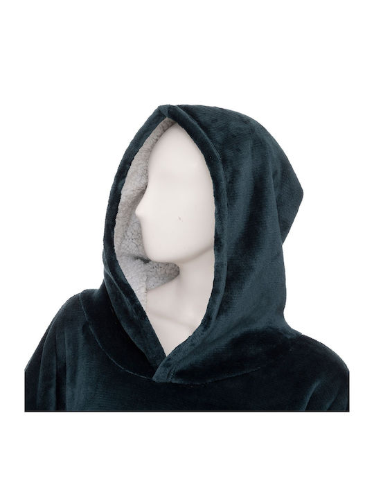 A-S Hoodie Egeen Κουβέρτα Fleece με Μανίκια 70x106εκ. Μπλε