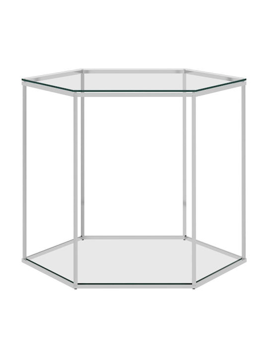 Square Glass Coffee Table Silver L60xW53xH50cm