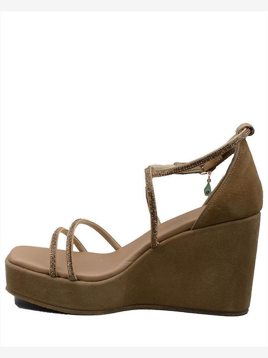 Women's Suede Platform Shoes Tabac Brown
