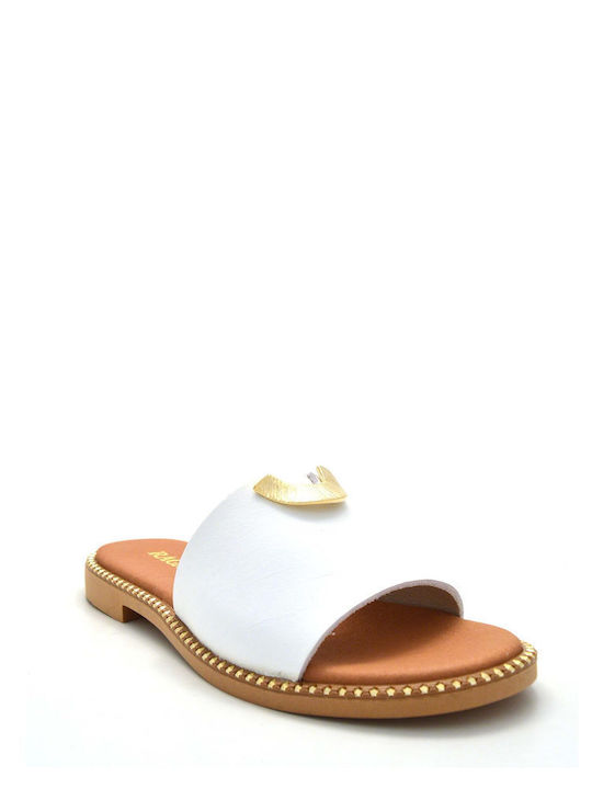 Ragazza Leather Women's Flat Sandals in White Color