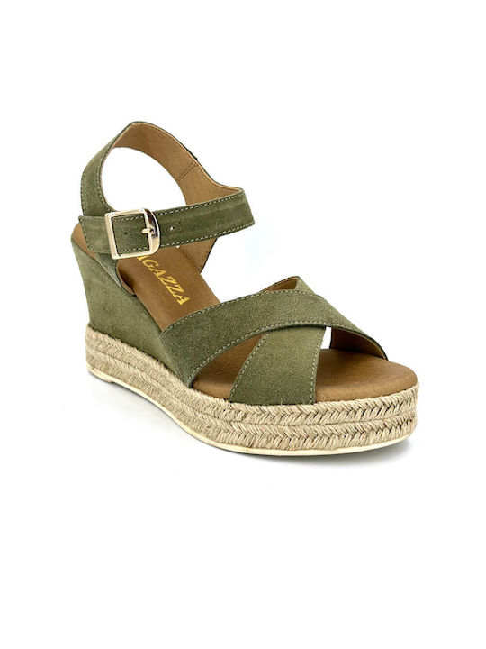 Ragazza Anatomische Damenplattformen im Espadrilles-Stil Khaki