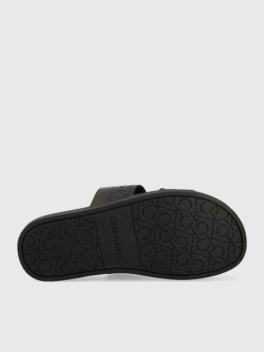 Leather Women's Flat Sandals in Black Color