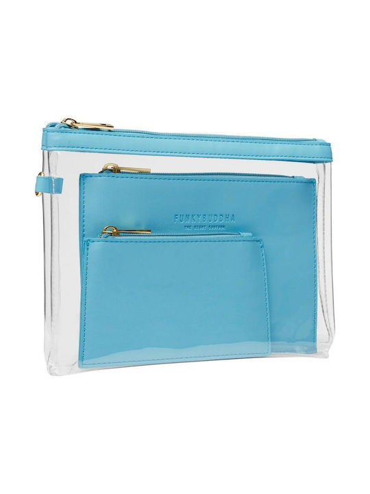 Funky Buddha Set Toiletry Bag FBL007-13310 Turquoise with Transparency FBL007-133-10-TURQUOISE