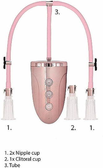 Shots Aspirator Pumped Set De Pompă Automată Reîncărcabilă Pentru Clitoris Și Sfârcuri Mare Roz