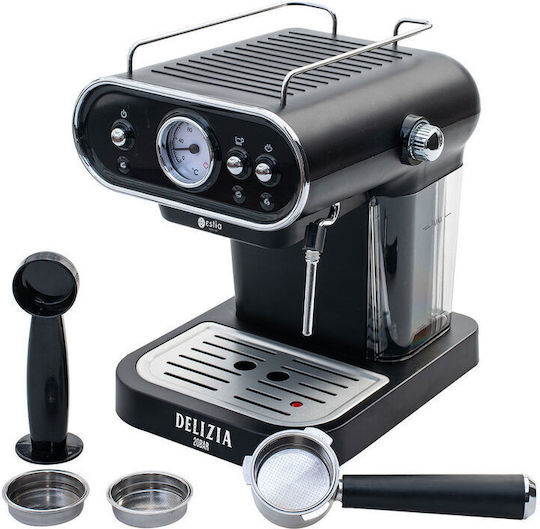 Estia Delizia Μηχανή Espresso 1050W Πίεσης 20bar Μαύρη