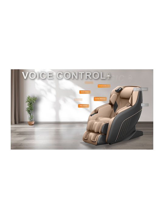 SL-A196-2 Fotoliu Relax Masaj cu Puf din Piele Ecologică Black / Beige 77x148x88cm