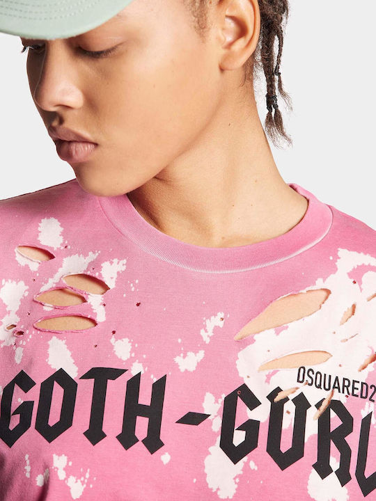 Goth-Gurl Γυναικεία Καλοκαιρινή Μπλούζα Βαμβακερή Κοντομάνικη Ροζ