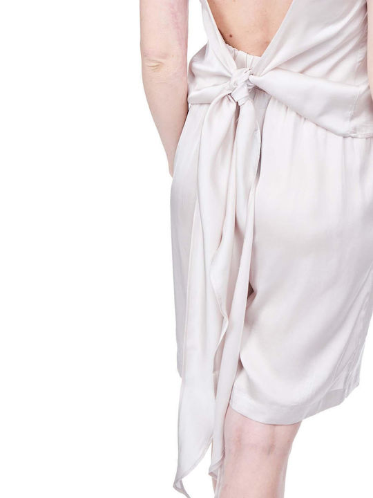 Damen Sommer Crop Top Satin mit Trägern Beige