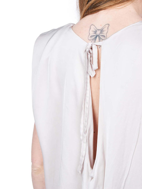 Women's Summer Blouse Satin Sleeveless Beige