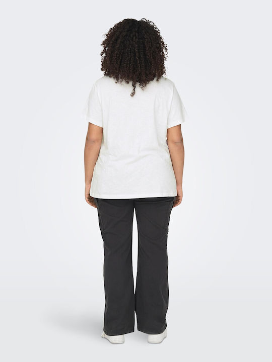Only Damen T-shirt mit V-Ausschnitt Weiß