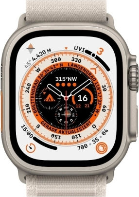 Apple Watch Ultra Titanium 49mm Waterproof with eSIM and Electrocardiogram (Starlight Alpine Loop Large)