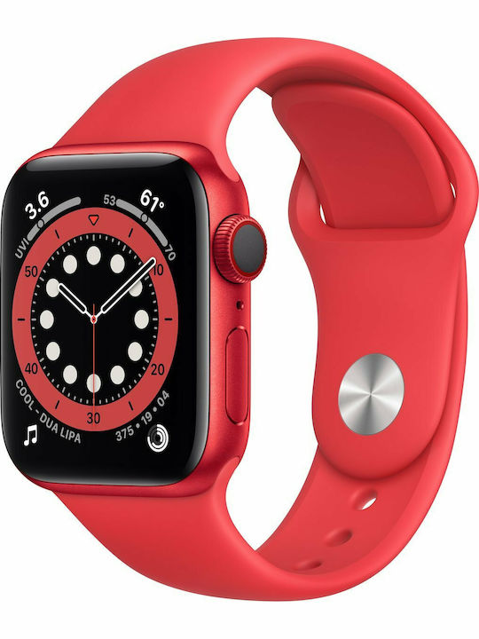 Apple Watch Series 6 Aluminium 40mm Αδιάβροχο με Παλμογράφο (Product Red)