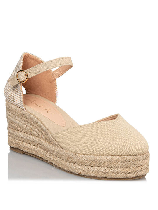 Envie Shoes Platforme dama în stil espadrile Bej