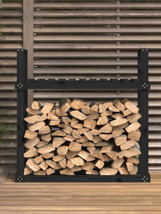 vidaXL Μεταλλικό Κουτί Αποθήκευσης Ξύλων 110x35x108.5cm Μαύρο
