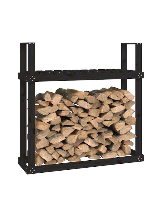 vidaXL Μεταλλικό Κουτί Αποθήκευσης Ξύλων 110x35x108.5cm Μαύρο