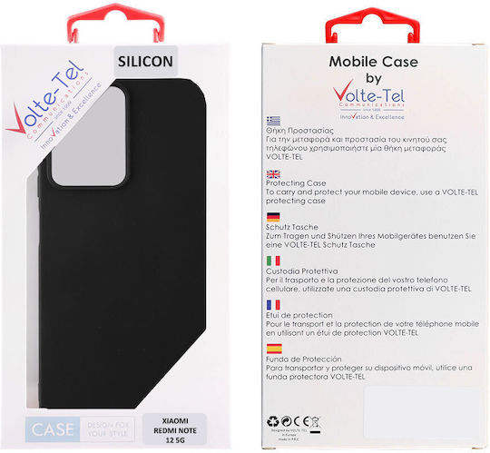 Volte-Tel Back Cover Σιλικόνης με Λουράκι Μαύρο (Redmi Note 12 5G)